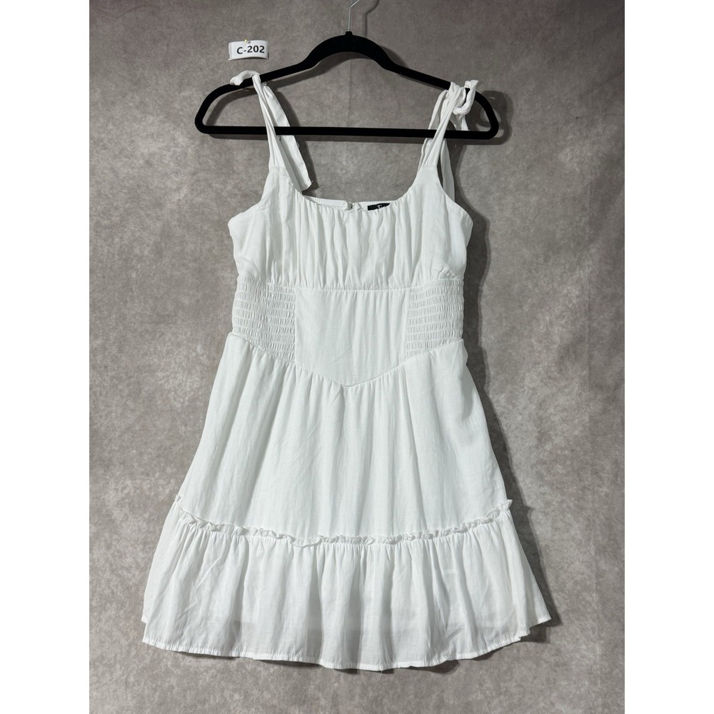 NWoT Trixxie White Tie Strap Dress Women's Size Medium‎ Lined Zipper Square Neck